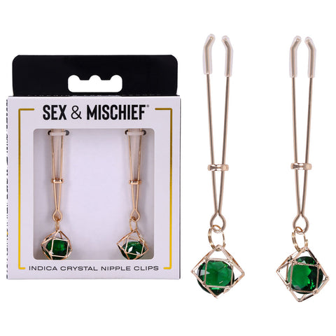 Indica Crystal Nipple Clips (Green) – Adjustable Tension Nipple Clips