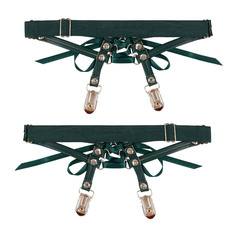 Sex & Mischief Indica Laced Up Garters (Gold) – Set of 2 Adjustable Garters > Clothes > Hosiery > Garterbelt Sets
