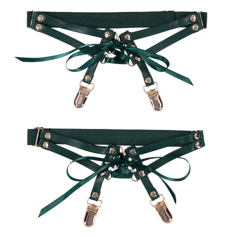 Sex & Mischief Indica Laced Up Garters (Gold) – Set of 2 Adjustable Garters > Clothes > Hosiery
