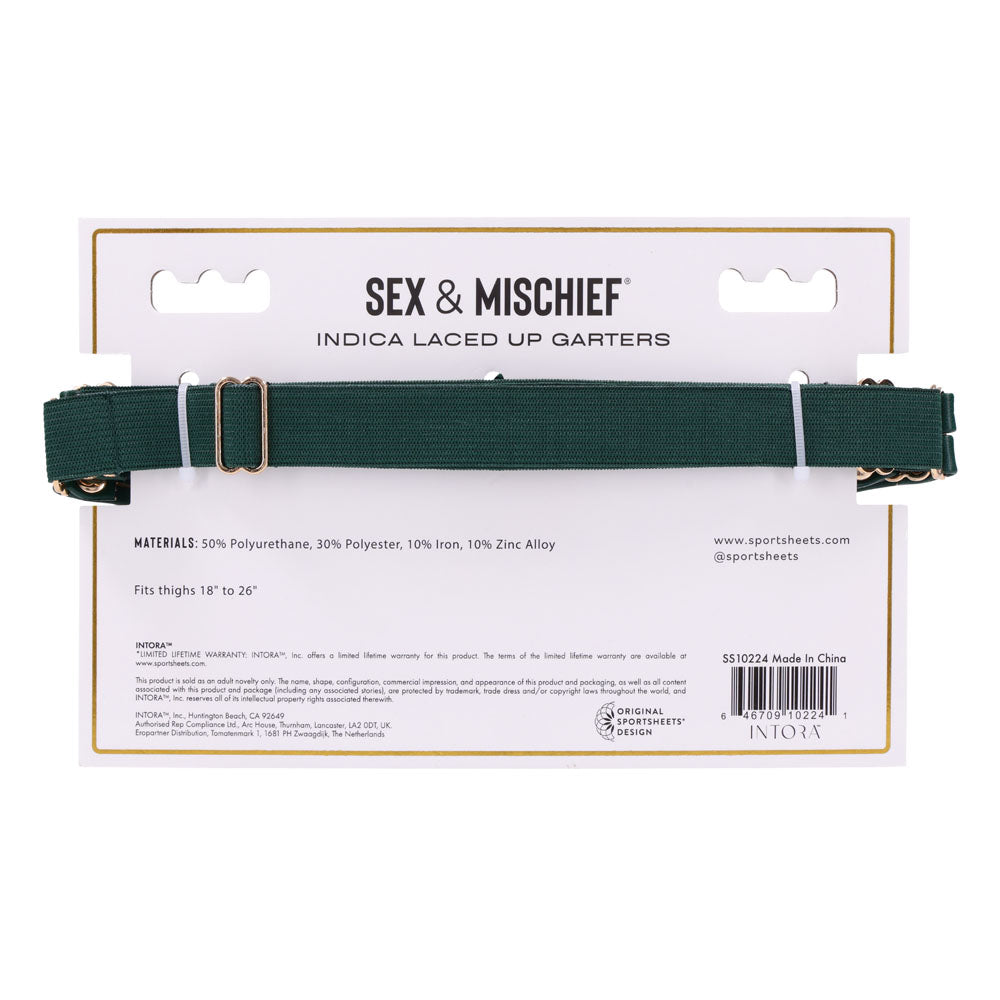 Sex & Mischief Indica Laced Up Garters (Gold) – Set of 2 Adjustable Garters > Clothes > Hosiery > Garterbelt Sets