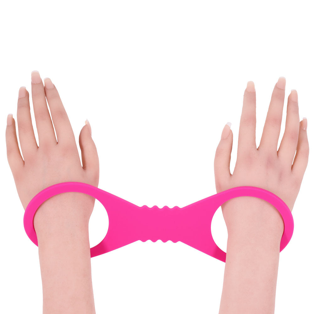 Sex & Mischief Large Hot Pink Silicone Cuffs – Large Restraints Secondary image
