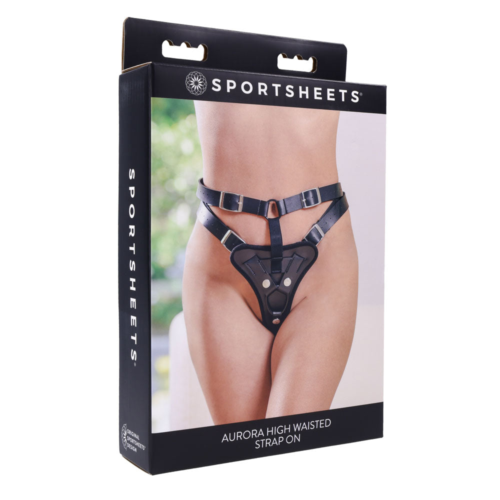 Sportsheets Aurora High Waisted Strap-On Harness (Black) Adjustable Up to 60 Inch Hips - Strap-On Harness > Dildos > Strap On Harnesses
