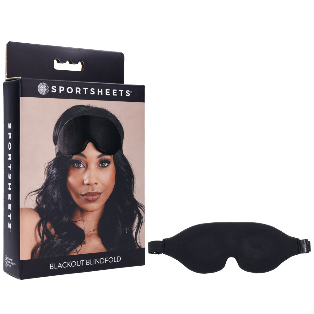 Sportsheets Blackout Blindfold – Adjustable Sensory Deprivation Blindfold Black > Bondage Gear > Blindfolds