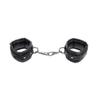 Sportsheets Velvet Noir Handcuffs Adjustable Cuff Restraints in Black Leather with Hematite Hardware > Bondage Gear > Restraints