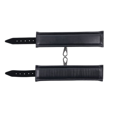 Sportsheets Velvet Noir Handcuffs Adjustable Cuff Restraints in Black Leather with Hematite Hardware, Adjustable for Wrist up to 24 cm Restraints