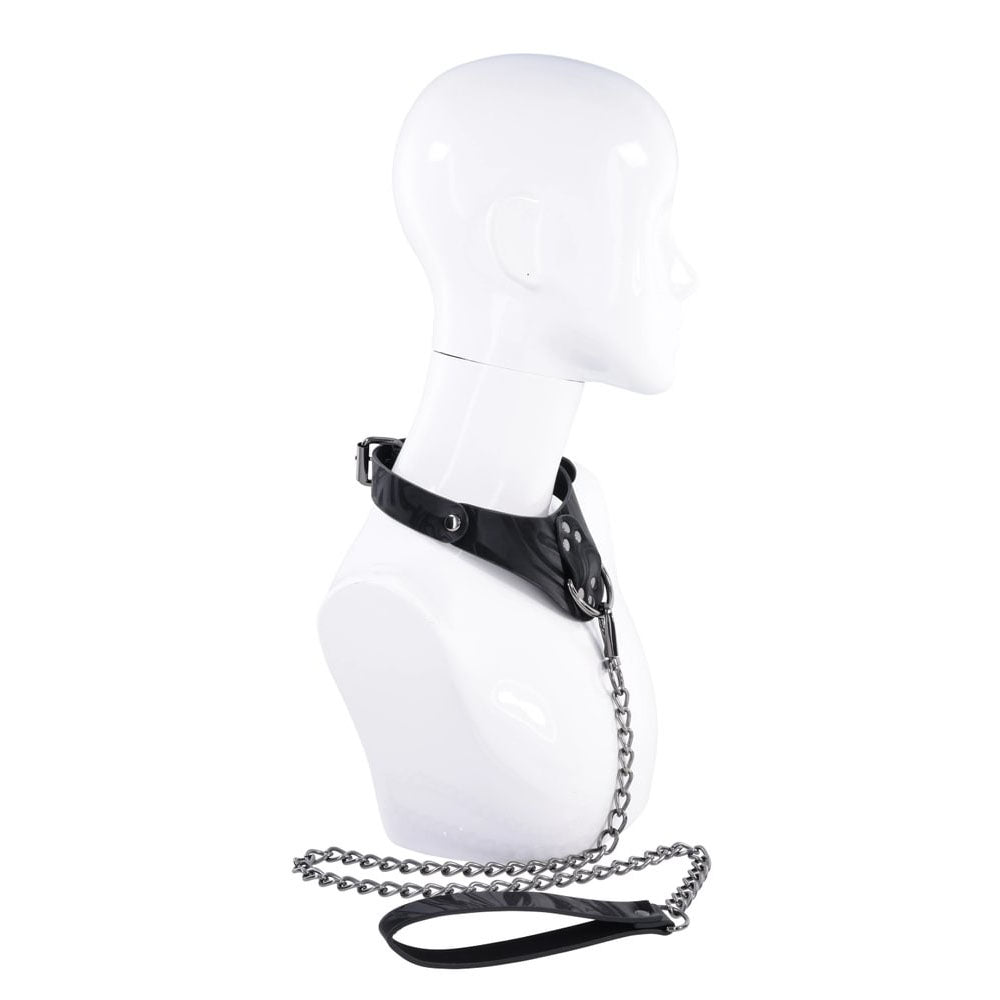 Sportsheets Velvet Noir Collar and Leash with Removable Chain and Faux Leather Handle - Elegant Restraint and Leash for Adults > Bondage Gear > Collars