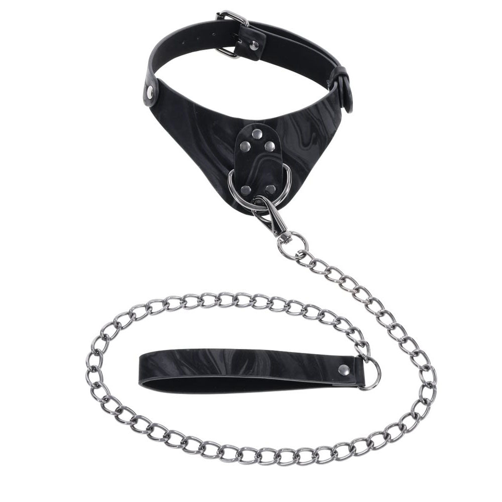 Sportsheets Velvet Noir Collar and Leash with Removable Chain and Faux Leather Handle - Elegant Restraint and Leash for Adults > Bondage Gear > Collars