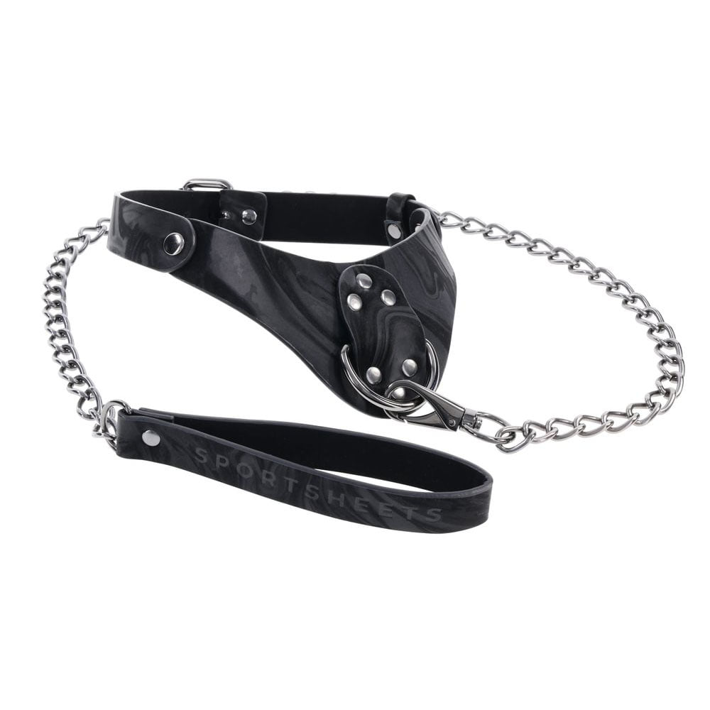 Sportsheets Velvet Noir Collar and Leash with Removable Chain and Faux Leather Handle - Elegant Restraint and Leash for Adults > Bondage Gear > Collars