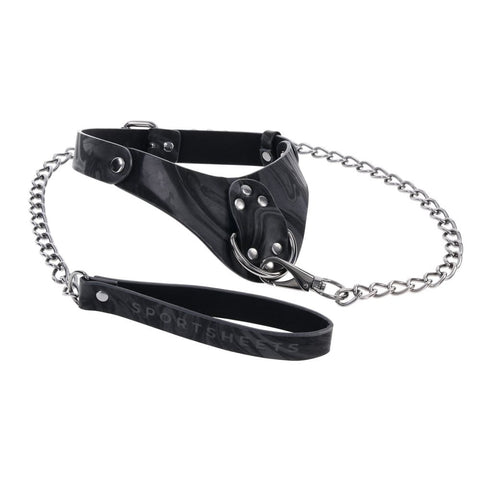 Sportsheets Velvet Noir Collar and Leash with Removable Chain and Faux Leather Handle - Elegant Restraint and Leash for Adults > Bondage Gear > Collars