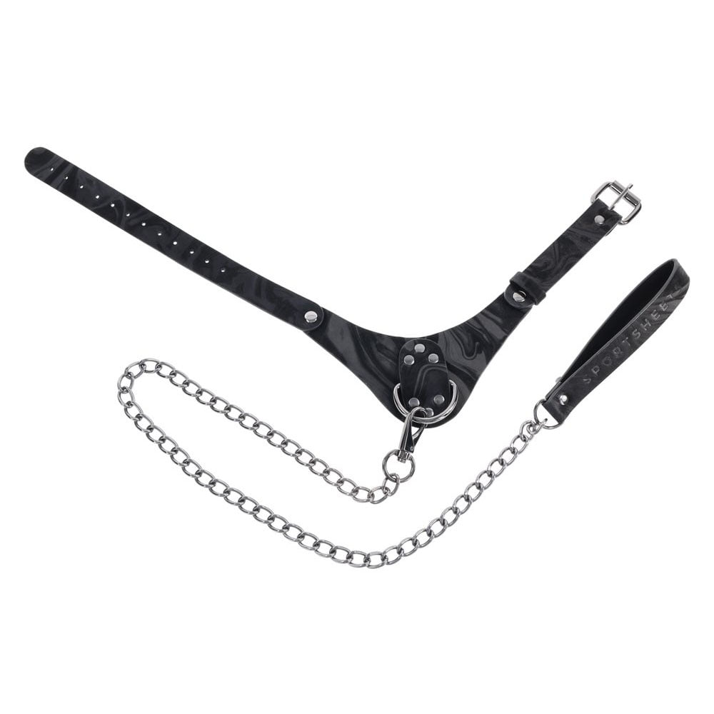 Sportsheets Velvet Noir Collar and Leash with Removable Chain and Faux Leather Handle - Elegant Restraint and Leash for Adults > Bondage Gear > Collars
