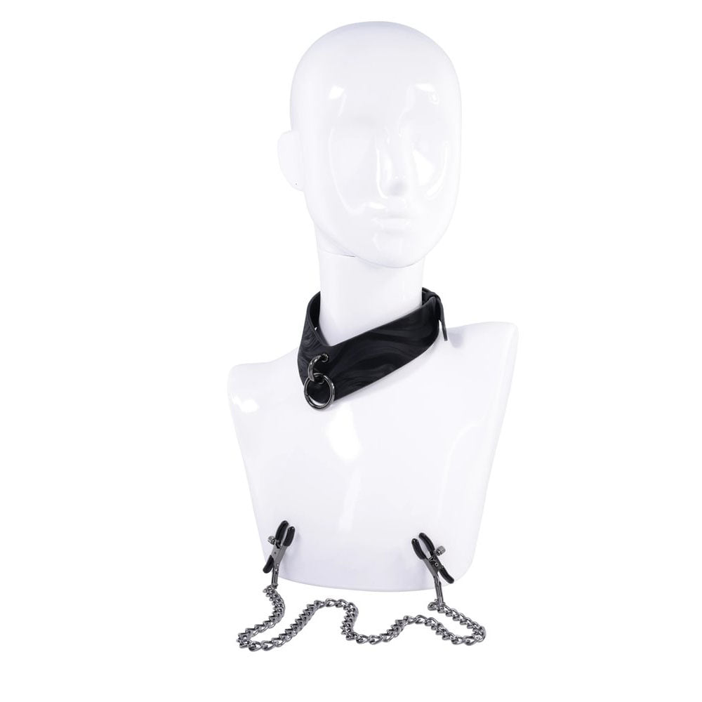 Sportsheets Velvet Noir Collar & Removable Clamps Neck and Nipple Restraints > Bondage Gear > Collars