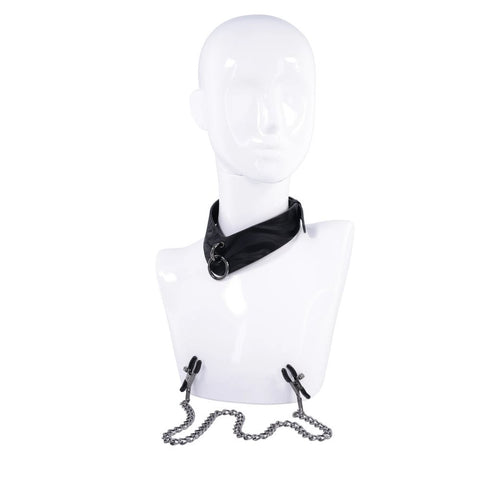 Sportsheets Velvet Noir Collar & Removable Clamps Neck and Nipple Restraints > Bondage Gear > Collars
