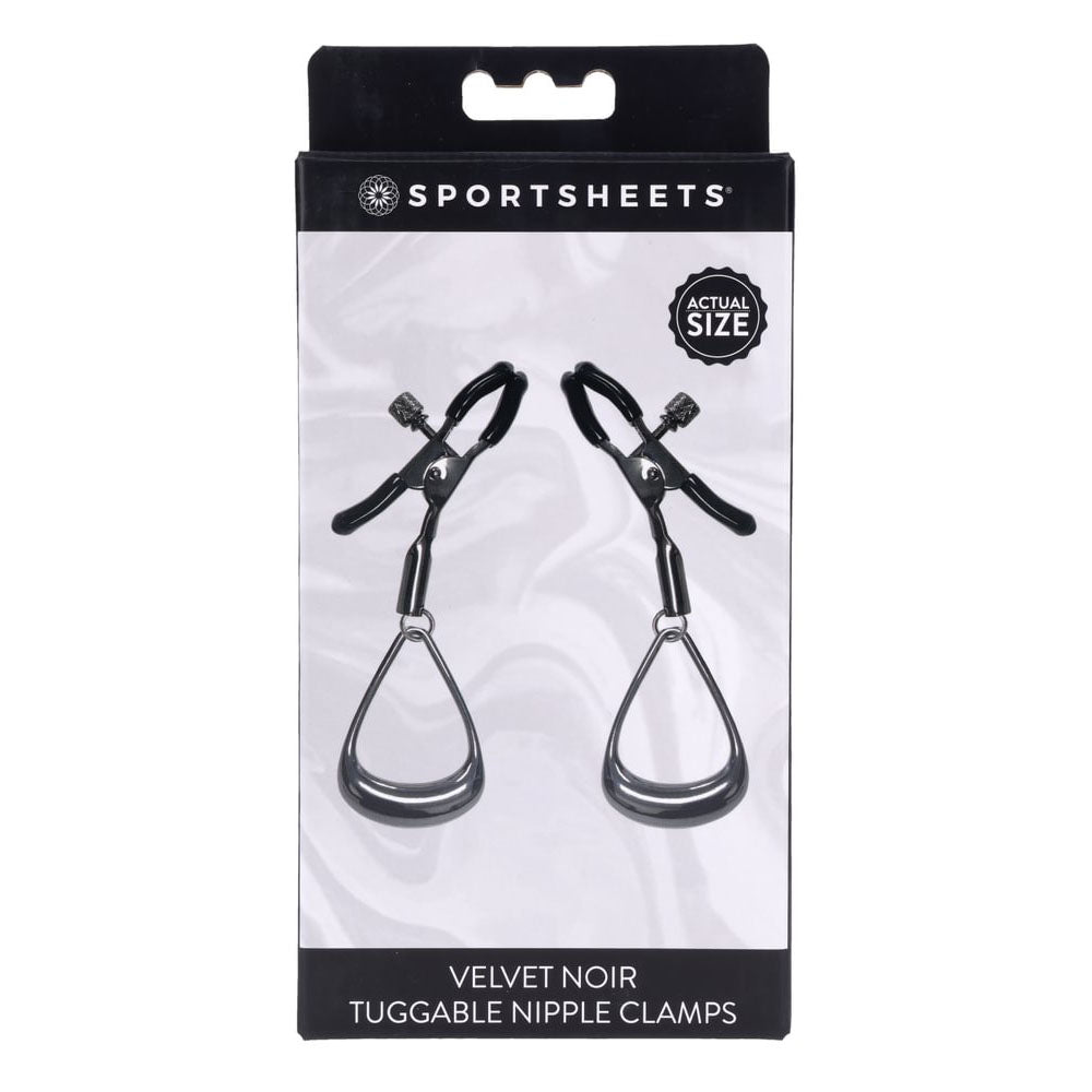 Sportsheets Velvet Noir Tuggable Nipple Clamps with Gunmetal Finish and Adjustable Restraints Nipple Stimulators
