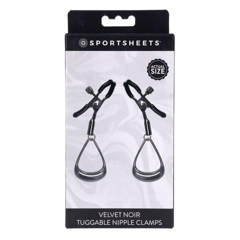 Sportsheets Velvet Noir Tuggable Nipple Clamps with Gunmetal Finish and Adjustable Restraints Nipple Stimulators