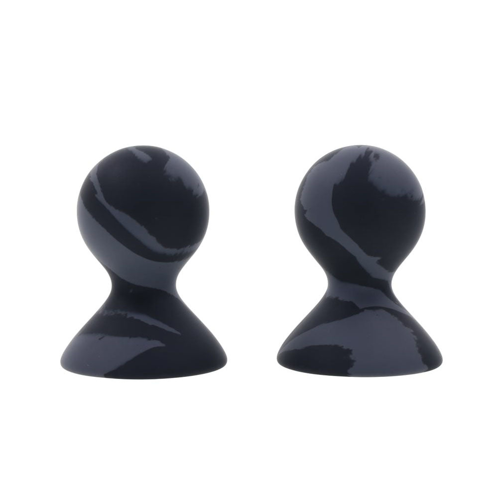 Sportsheets Velvet Noir Silicone Nipple Suckers Set of 2 in Grey with Marbled Pattern BONDAGE-TOYS