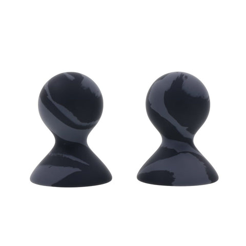 Sportsheets Velvet Noir Silicone Nipple Suckers Set of 2 in Grey with Marbled Pattern BONDAGE-TOYS
