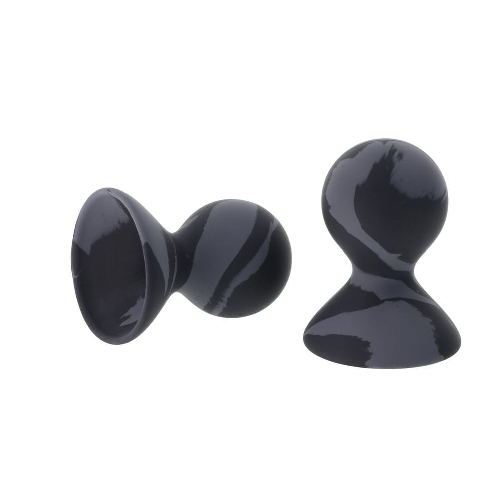 Sportsheets Velvet Noir Silicone Nipple Suckers Set of 2 in Grey with Marbled Pattern BONDAGE-TOYS