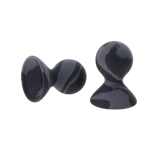 Sportsheets Velvet Noir Silicone Nipple Suckers Set of 2 in Grey with Marbled Pattern BONDAGE-TOYS