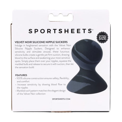 Sportsheets Velvet Noir Silicone Nipple Suckers Set of 2 in Grey with Marbled Pattern BONDAGE-TOYS