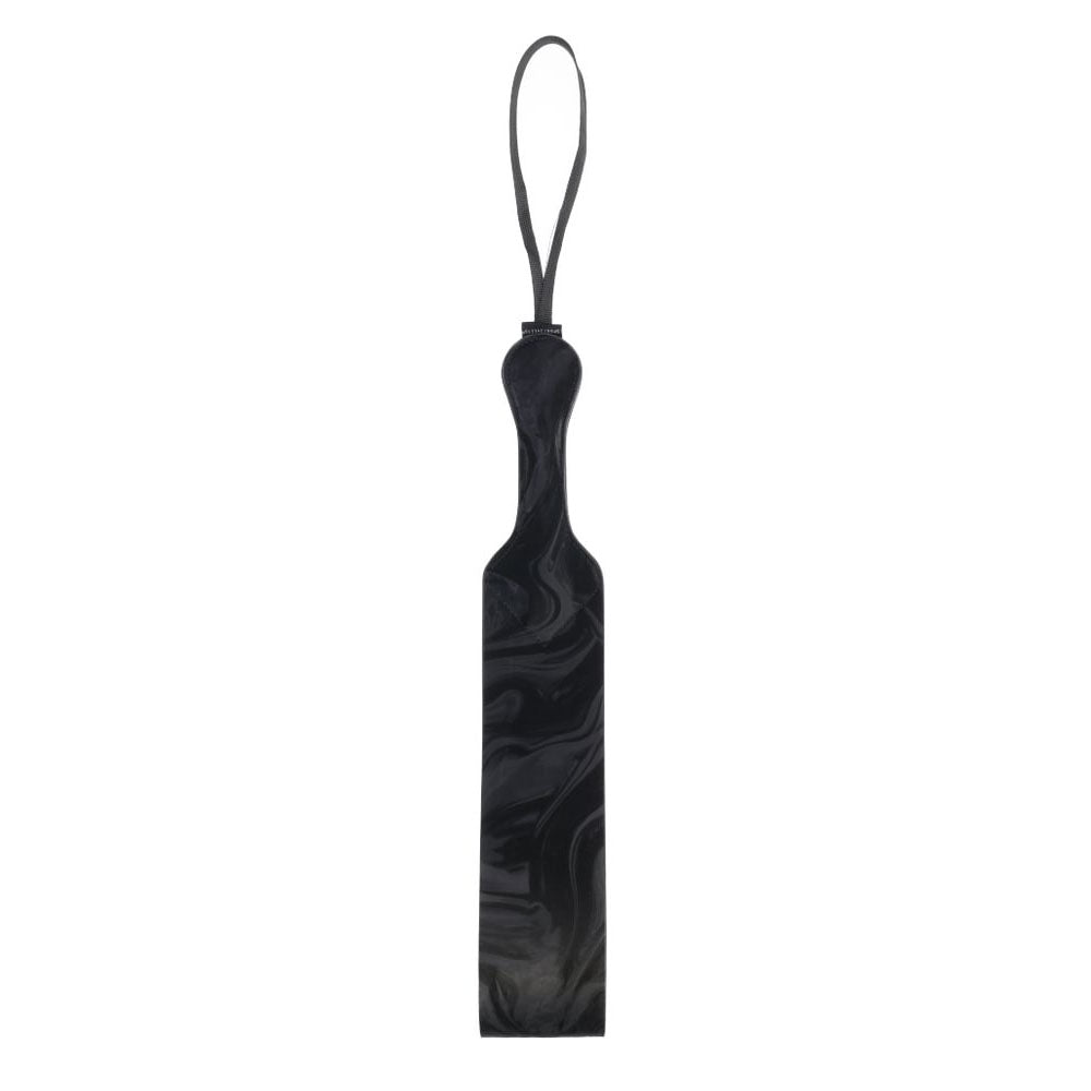 Sportsheets Velvet Noir Loop Paddle 42 cm Impact Toy with Vegan Leather and Wrist Loop Black Marbled Design Whips & Paddles