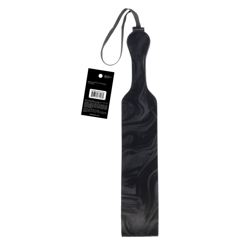 Sportsheets Velvet Noir Loop Paddle 42 cm Impact Toy with Vegan Leather and Wrist Loop Black Marbled Design Whips & Paddles