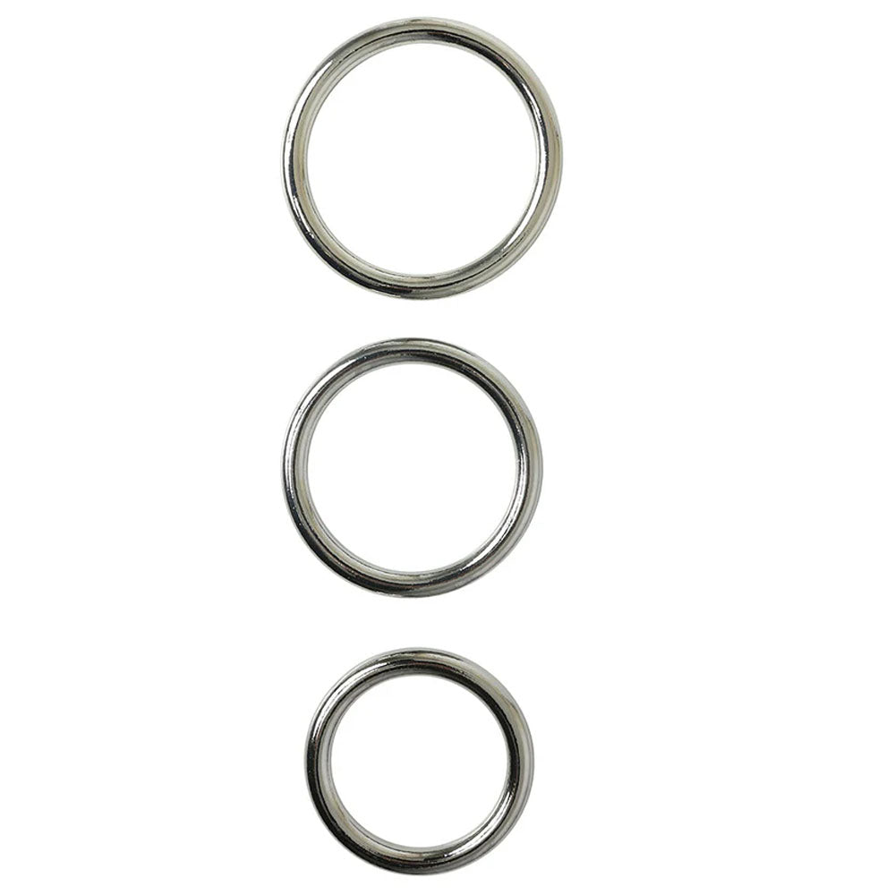 Sportsheets Seamless Metal O-Ring 3 Pack Set of 3 Sizes with 1.5 Inch, 1.75 Inch, and 2 Inch Diameter Silver Metal Rings Silver Harnesses & Strap-Ons