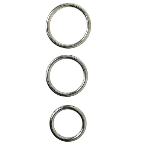 Sportsheets Seamless Metal O-Ring 3 Pack Set of 3 Sizes with 1.5 Inch, 1.75 Inch, and 2 Inch Diameter Silver Metal Rings > Realistic Dildos and Vibes > Strap On Harnesses