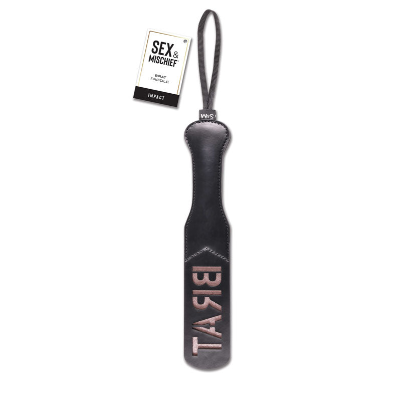 Sex And Mischief Brat Paddle - Faux Leather Wrist Strap Impact Paddle Black > Bondage Gear > Paddles