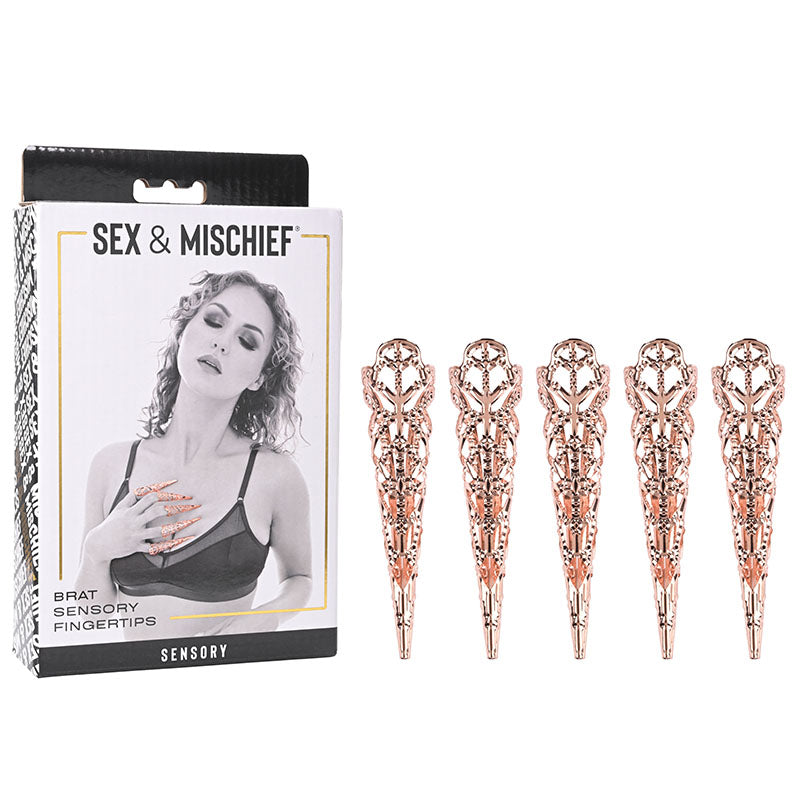 Sex & Mischief Brat Sensory Fingertips – Set of 5 Rose Gold > Bondage Gear > Sensory Gloves Main image