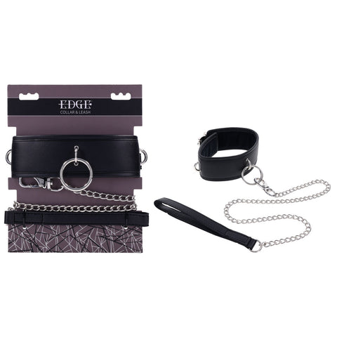 Edge Collar and Leash Neck Restraint with Heavy Duty Metal Leash Black > Bondage Gear > Restraints
