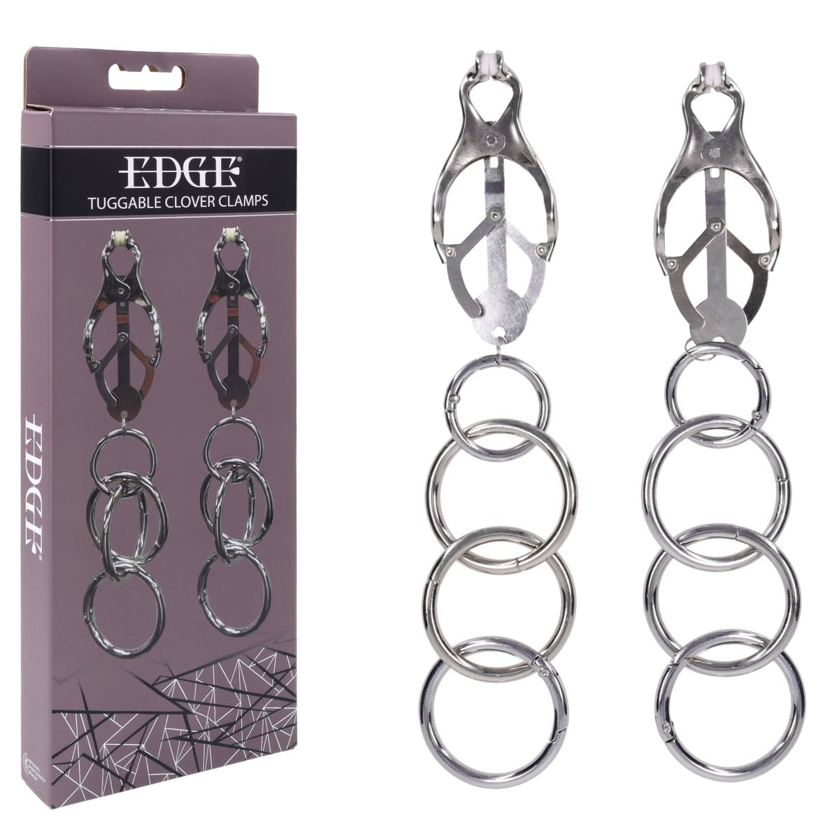 Edge Tuggable Clover Clamps – Metal Nipple Restraints Silver > Sex Toys > Nipple Clamps