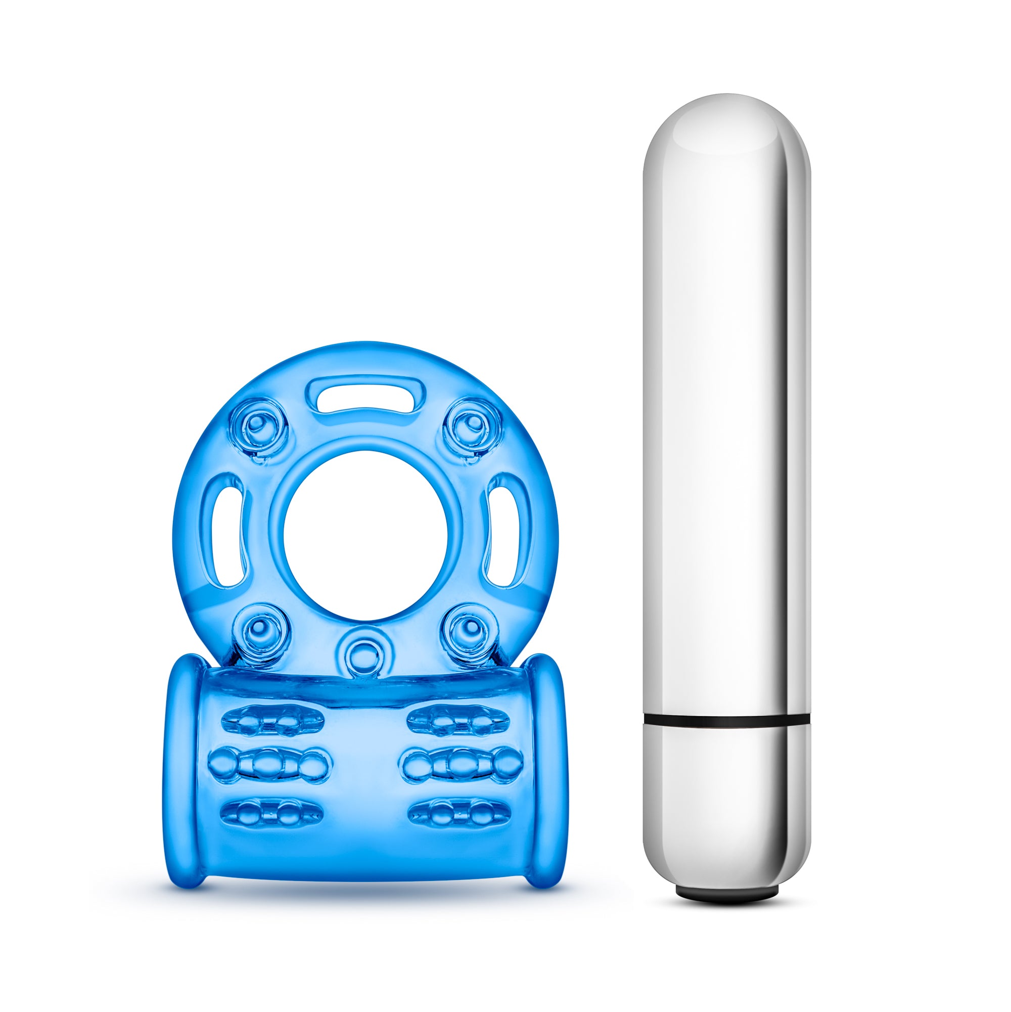 Stay Hard 10 Function Vibrating Bull Ring Blue Cock Rings Vibrating