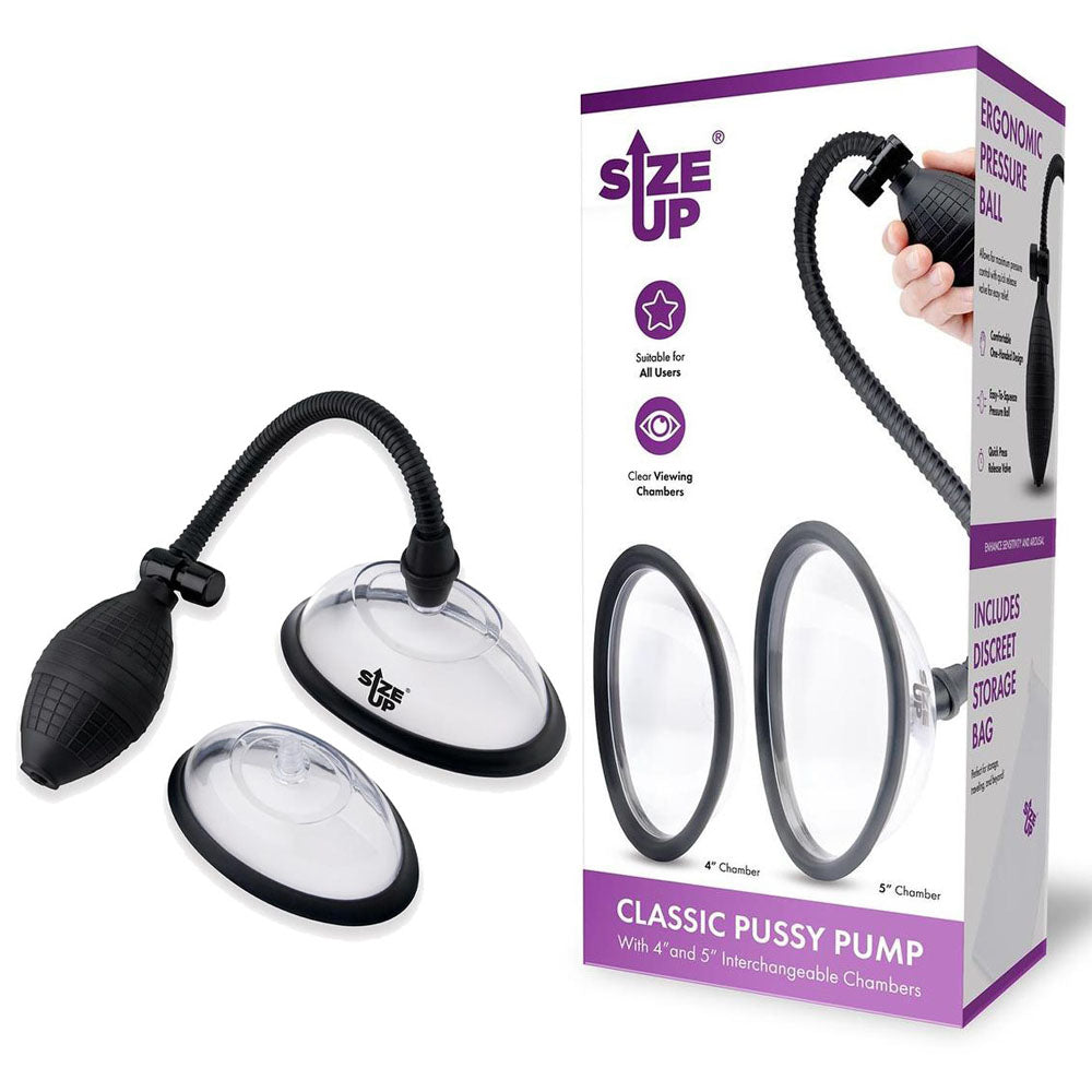 Size Up Classic (Black) – Vagina Pump with Two Interchangeable Chambers 10 cm and 12.7 cm Default Title > Pumps > Female Pumps Main image