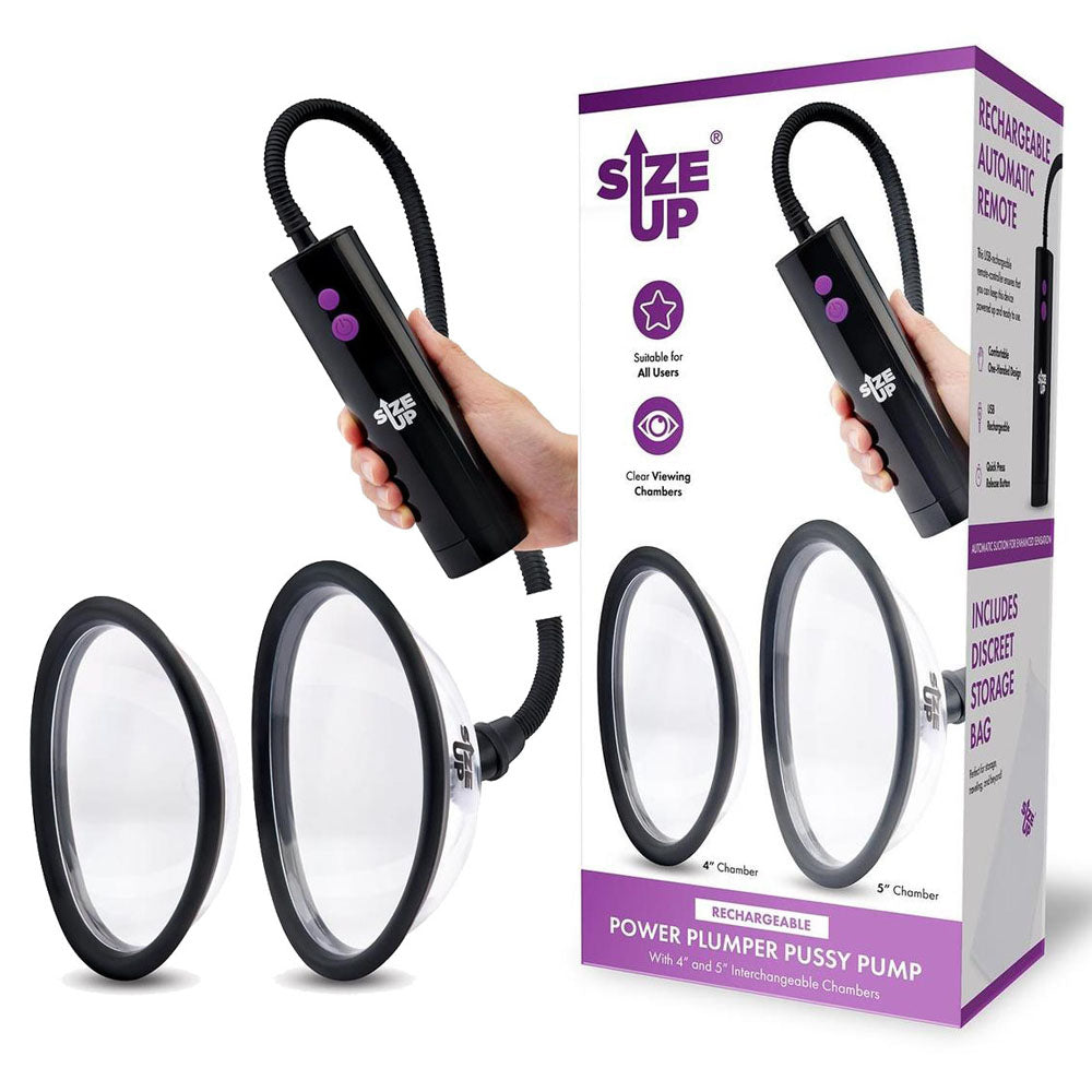 Size Up Rechargeable Power Plumper (10 cm and 12.7 cm) – USB Rechargeable Vagina Pump Clear > Pumps > Female Pumps Main image