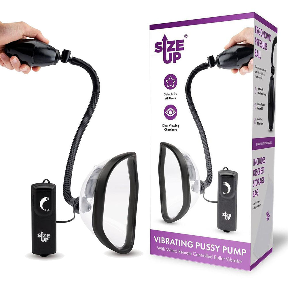 Size Up Vibrating Vagina Pump – Clear Chamber Vibrating Pussy Pump with Wired Dial Controller Clear > Pumps > Female Pumps Main image