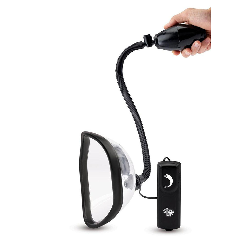 Size Up Vibrating Vagina Pump – Clear Chamber Vibrating Pussy Pump with Wired Dial Controller Secondary image