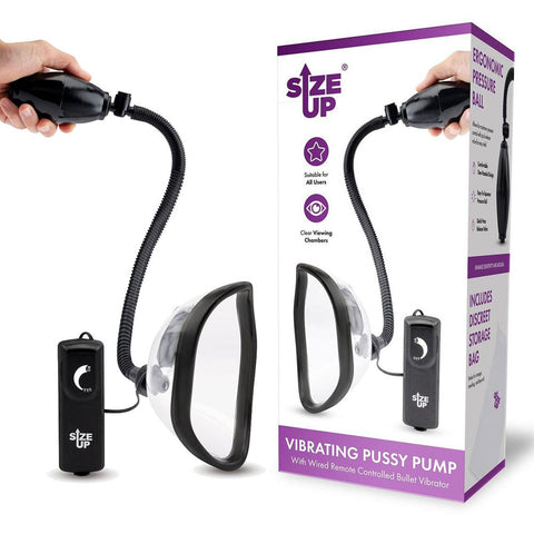 Size Up Vibrating Vagina Pump – Clear Chamber Vibrating Pussy Pump with Wired Dial Controller Clear > Pumps > Female Pumps