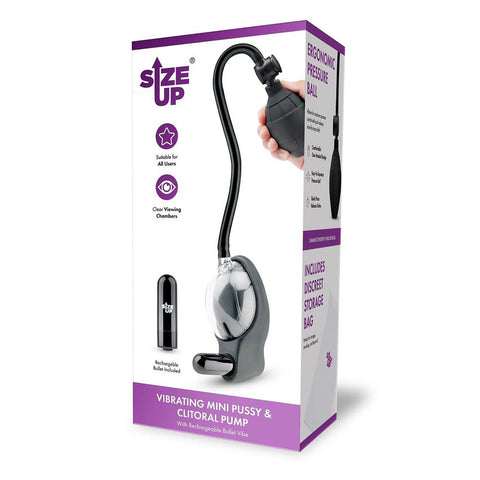 Size Up Vibrating Mini Pussy and Clitoral Pump – USB Rechargeable Vibrating Vaginal and Clitoral Pump > Pumps > Female Pumps