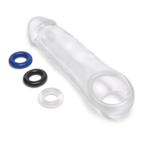 Size Up 2 Inch See-Thru Penis Extender with Ball Loop – Transparent Penis Extender SLEEVES