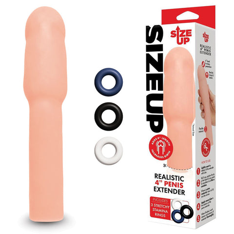 Size Up Realistic 4 Inch Penis Extender for Enhanced Pleasure and Performance Flesh SLEEVES