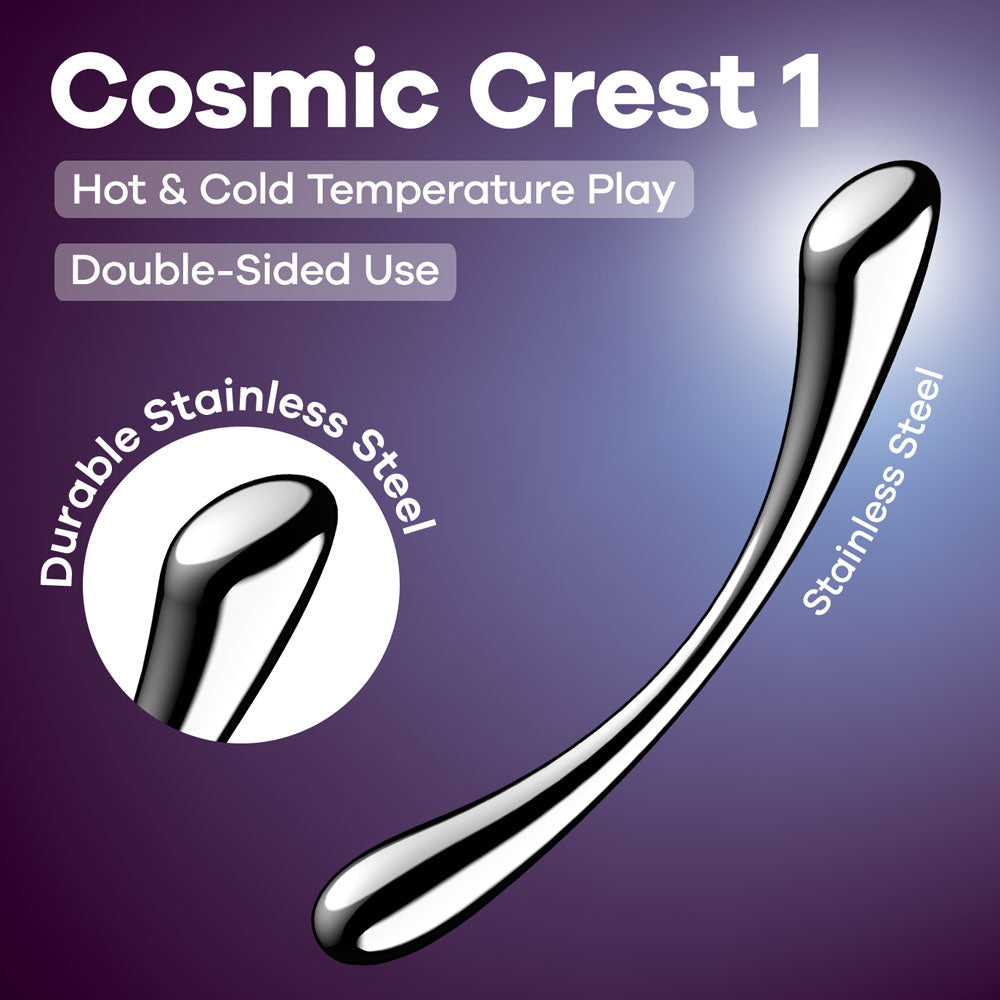 Satisfyer Cosmic Crest Stainless Steel Curved Dildo 24cm Secondary image