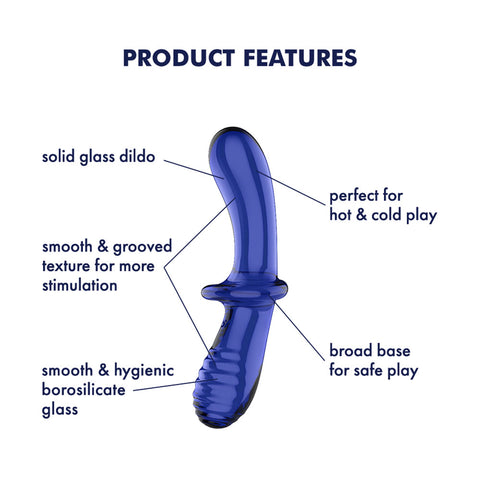 Satisfyer Double Crystal Blue - Glass Dildo for Temperature Play DONGS Glass