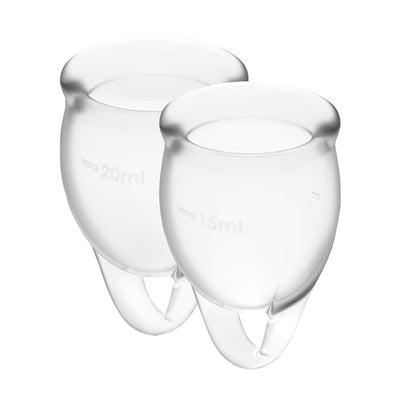 Satisfyer Feel Confident Transparent Menstrual Cup Kit with 15ml and 20ml Medical Grade Silicone Cups Feminine Care