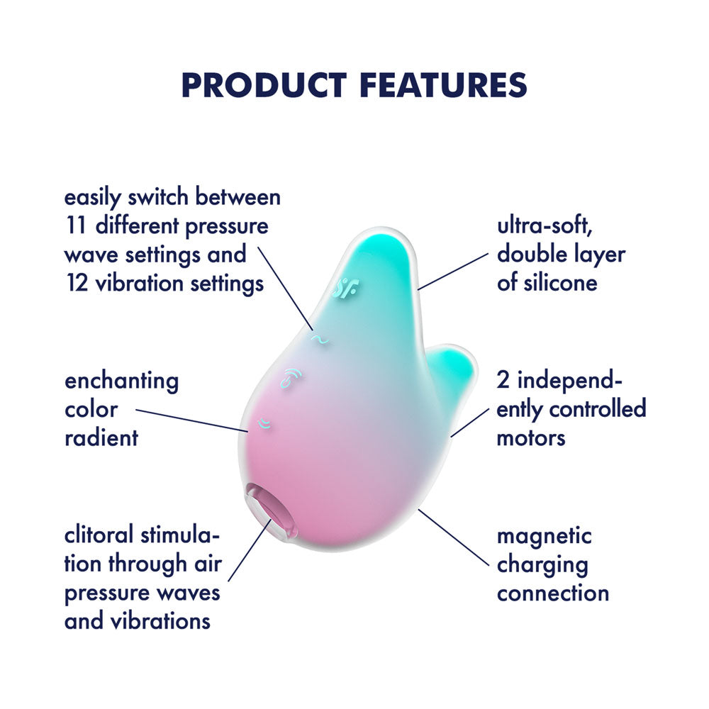 Satisfyer Mermaid Vibes USB Rechargeable Air Pulse Stimulator Mint/Pink AIR PULSATION