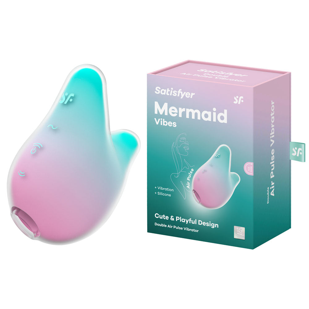 Satisfyer Mermaid Vibes USB Rechargeable Air Pulse Stimulator Mint/Pink Green AIR PULSATION