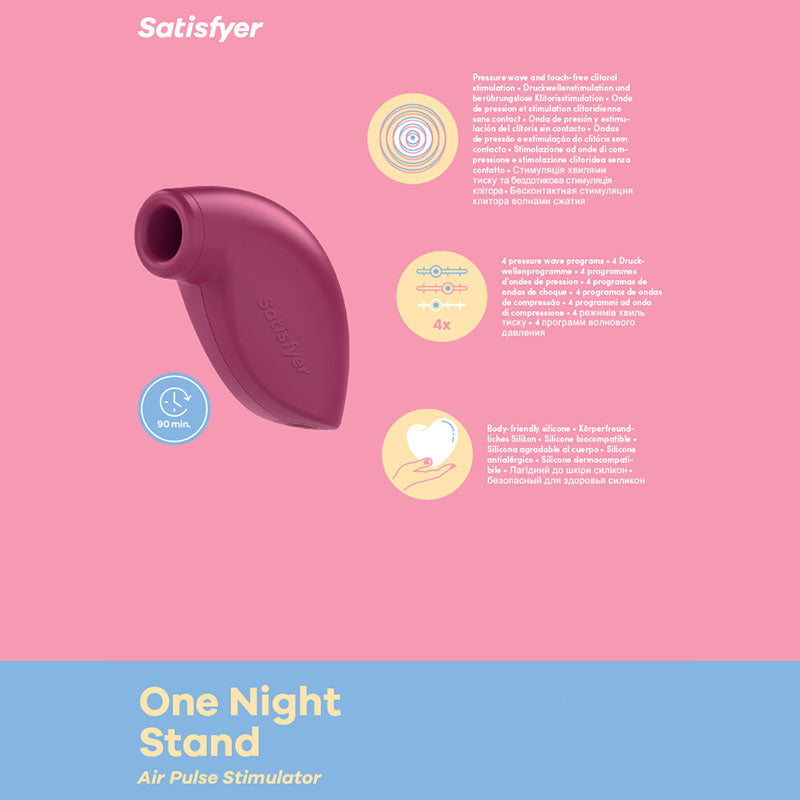 Satisfyer One Night Stand Touch Free Disposable Clitoral Stimulator Maroon AIR PULSATION