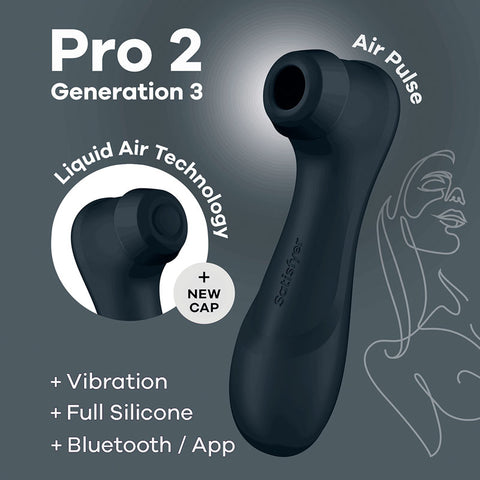 Satisfyer Pro 2 Gen 3 App Control Clitoral Stimulator in Black STIMULATORS