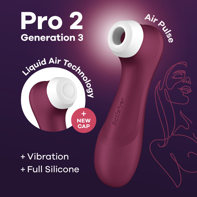 Satisfyer Pro 2 Gen 3 Clitoral Stimulator in Wine Red AIR PULSATION