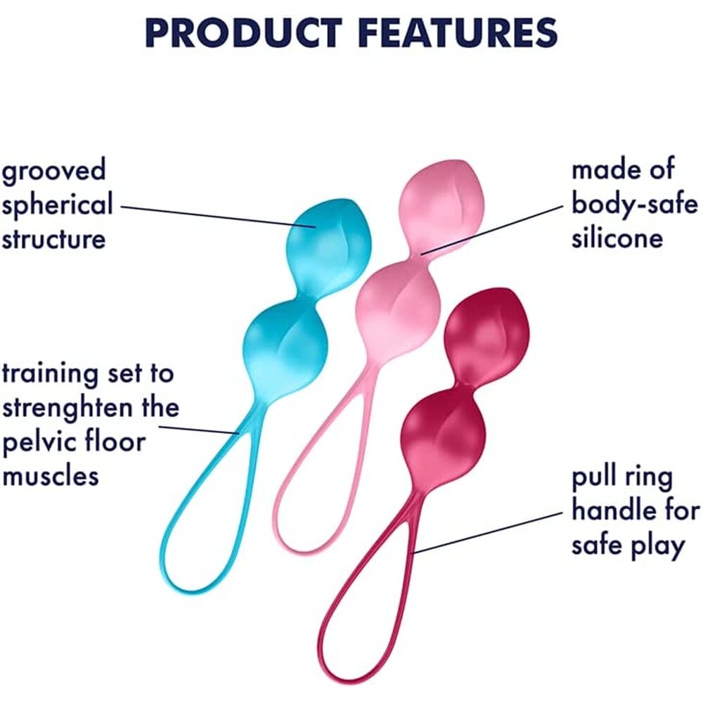 Satisfyer Set of 3 Weighted Double Kegel Training Balls – Silicone Kegel Balls > Sex Toys For Ladies > Kegel Exercise