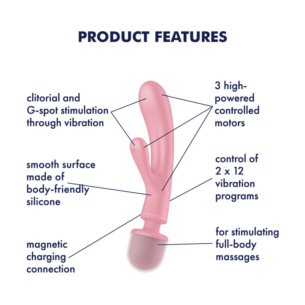 Satisfyer Triple Lover Waterproof Rechargeable Couples Vibrator > Vibrators > Ladies > Rabbit Multi